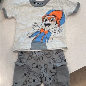 BLIPPI Gray Cartoon Character Kids Outfit